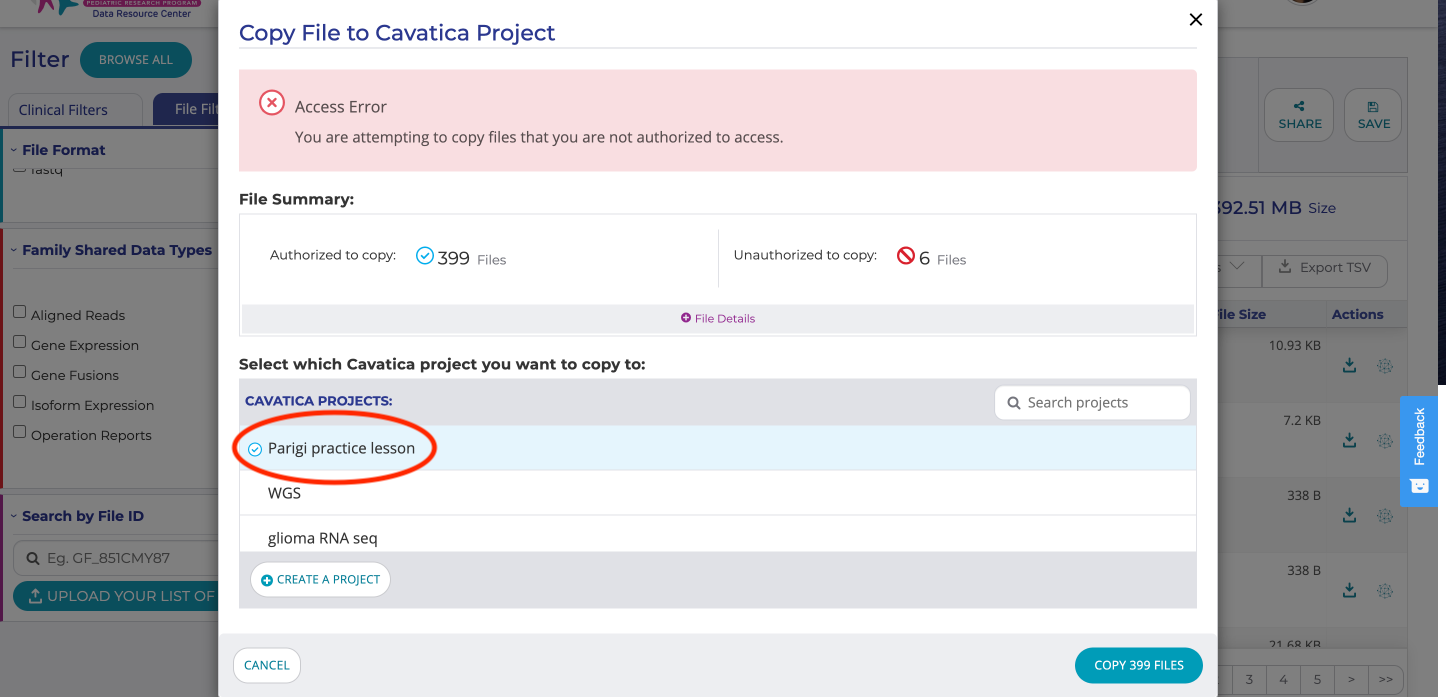 Create a Cavatica Project